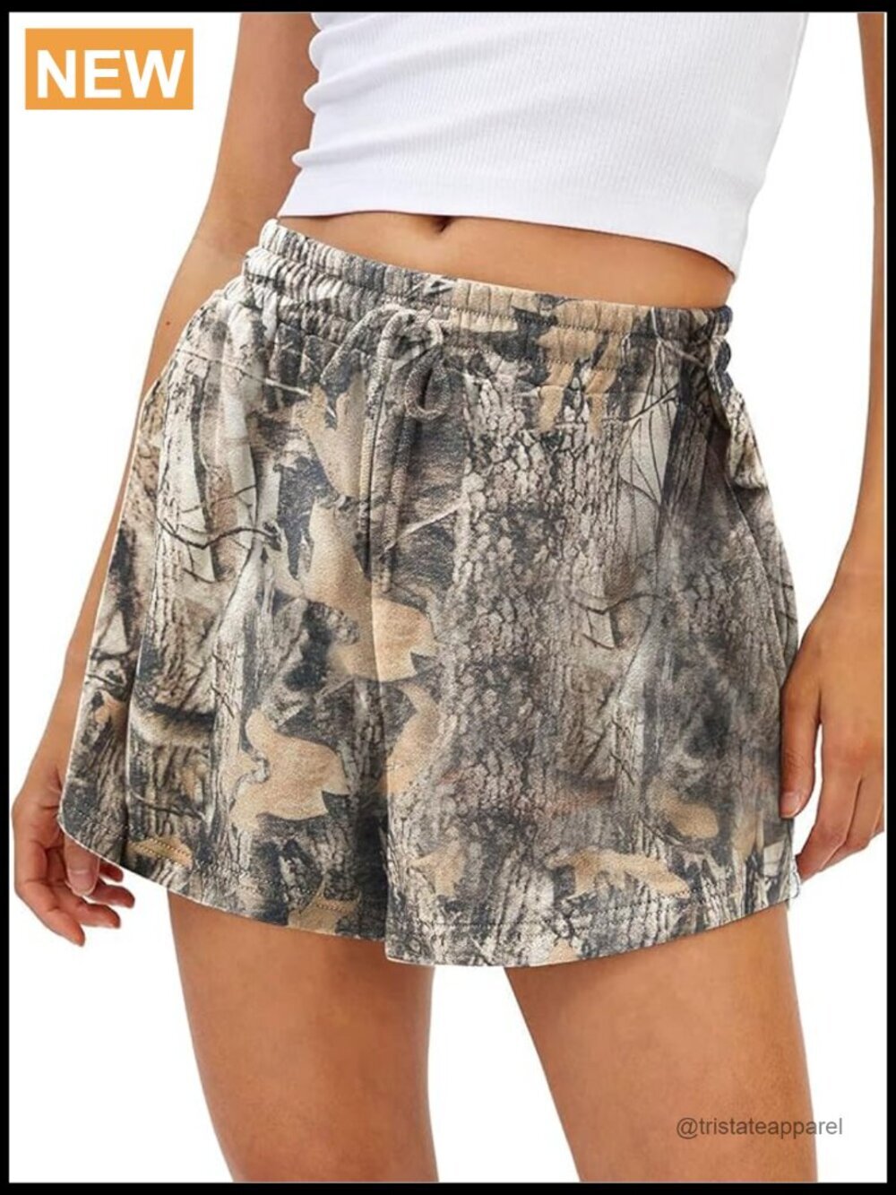 Camo Sweat Shorts Y2K Elastic Waist Athletic Shorts with Pockets
